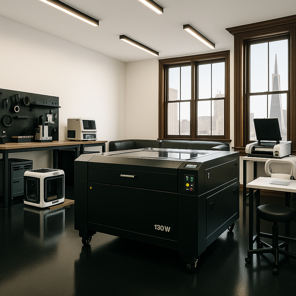 Laser cutting station with Monport 130W and K40 engravers